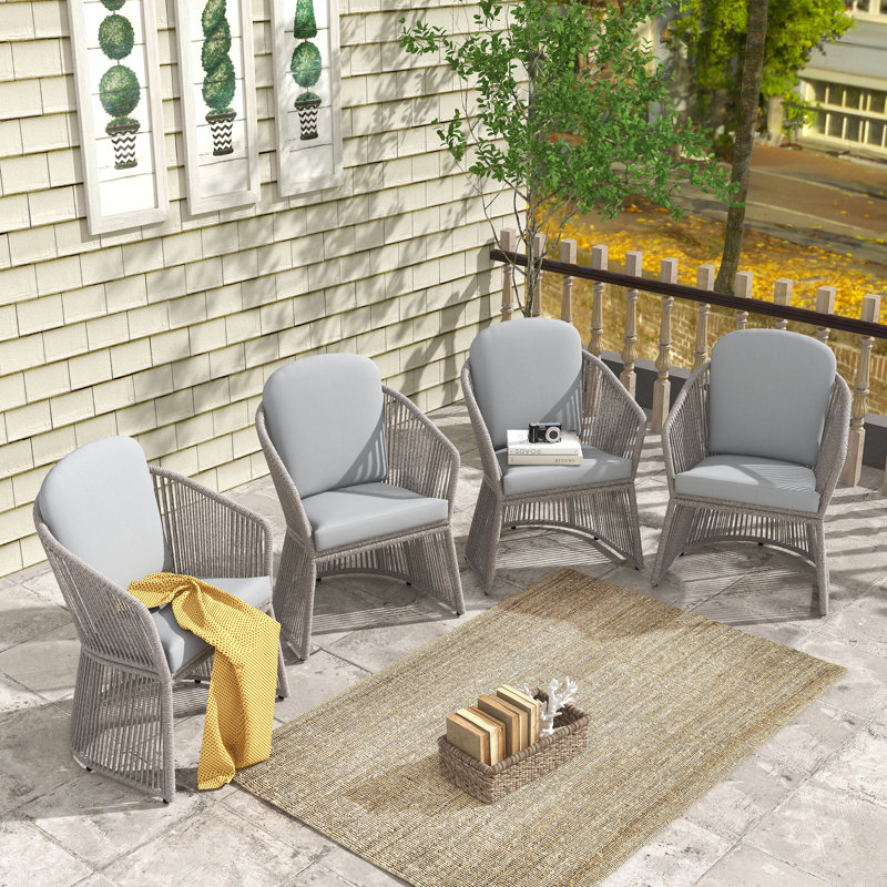 Fauteuil d'extérieur avec coussin, Gris clair