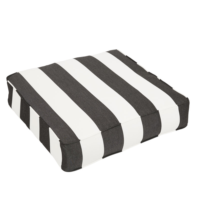 Wooley Outdoor 3'' Dining Chair Back Cushion, 22.5'' W x 22.5'' D, Cabana Classic Black Stripe Sunbrella®