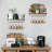 Floating Wall Shelves For Kitchen Bathroom Coffee Nook With 10 Adjustable Hooks For Mugs Cooking Utensils Or Towel Rustic Storage Shelves Set Of 2/17X5.9 Inch (Carbonized Black)