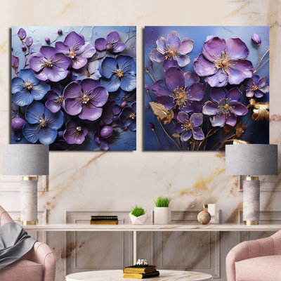 Royal Elegance - Ensemble de 2 collages carrés violets