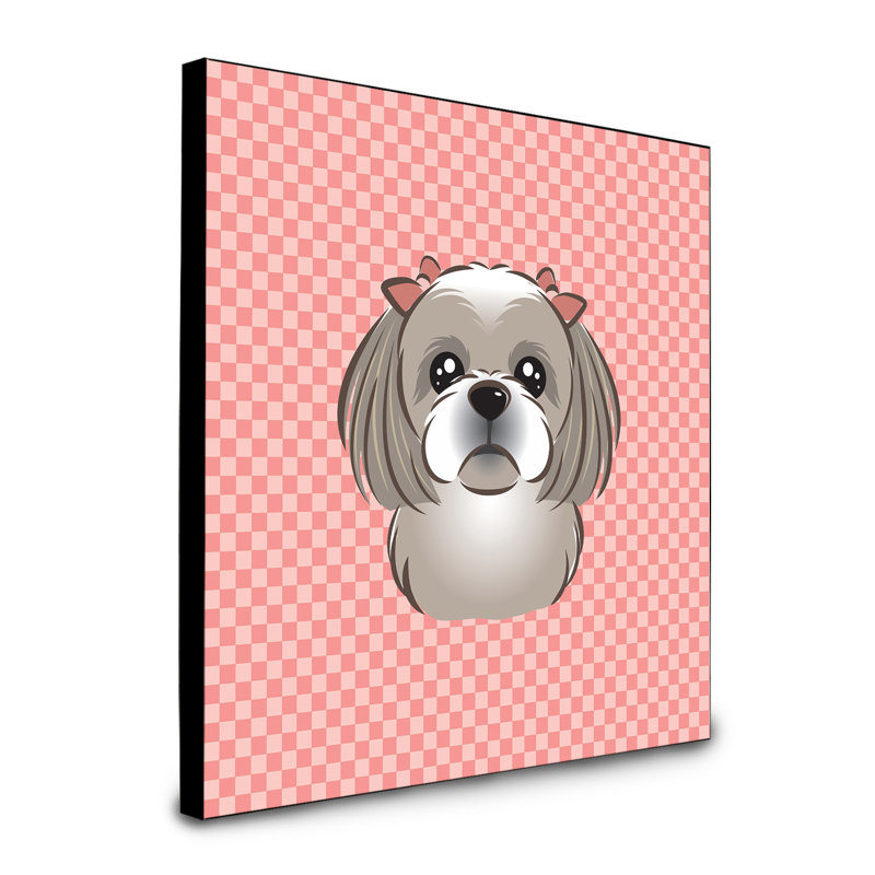 Dungorbery Animals Artwork Wall Panel, Pink, Grey Shih Tzu