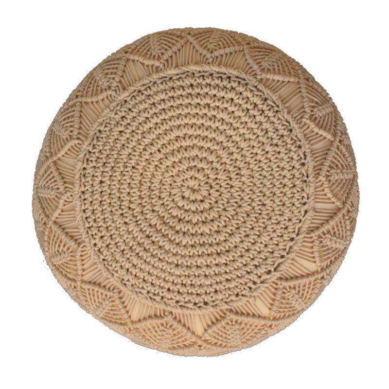 50cm Wide Round No Pattern Pouffe Ottoman, Mustard