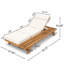 Ensemble de chaise longue d'extérieur en fer noir et teck avec coussin beige, capacité de 400 lb, coussin 4 fois résistant à l'eau, dossier réglable et surface de rangement plane pour patio