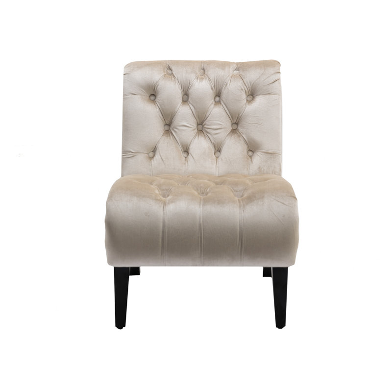 Javita 22.83'' Wide Modern Armless Accent Living Room Chair / Leisure Chair,Upholstered Fabric Button Comfortable Chair with Wooden Legs