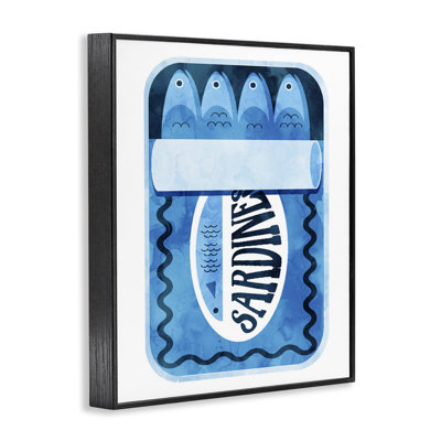 Retro Blue Sardine Tin Framed Giclee, design by Daphne Polselli