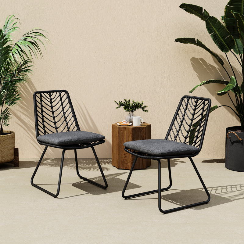 Chaises 2 pièces Estelle avec coussins gris pour la détente en plein air