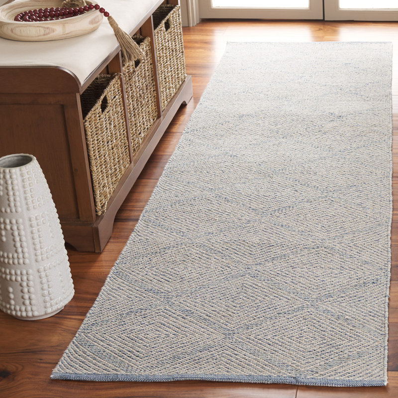 Bester Hand Woven Cotton Geometric Rug, Runner 2'3" x 8'