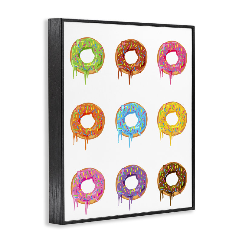 «Bright Donut Rows», dessin de Marcus Prime, H 14 po x l 11 po, Giclée encadrée noir minuit