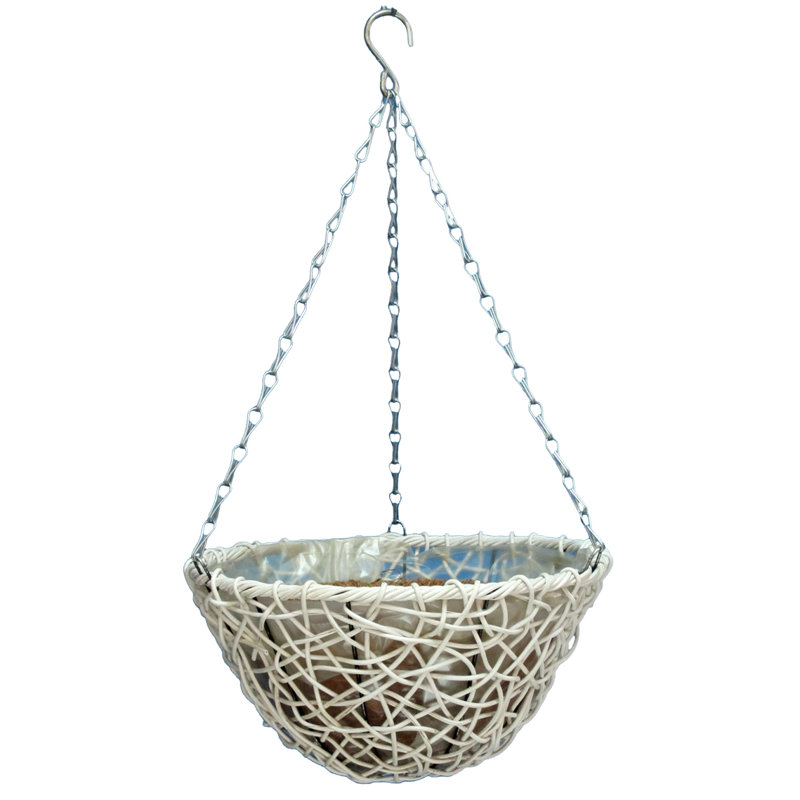 Palmyra Hanging Planter, White, 6" H x 12" W x 12" D