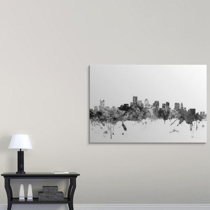 «Boston Massachusetts Skyline» par Francy, impression, H 32 po x l 48 po x P 1,5 po, Toile