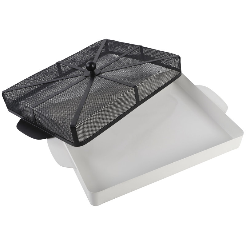 Desserte rectangulaire Gourmet Basics par Mikasa BBQ to Go avec couvercle en maille de fer, 16,5 x 11 po