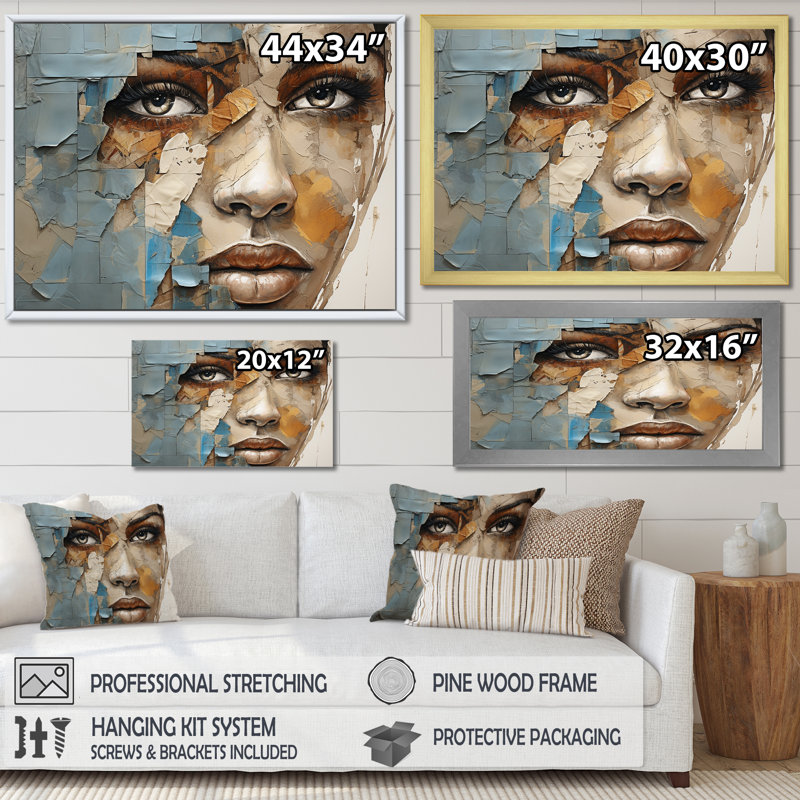 «Paint Collage African Woman I», reproduction d'art sur toile, H 30 po x l 40 po x P 1,5 po, Toile tendue