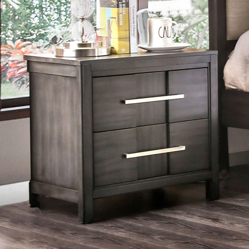Table de chevet transitionnelle 1Pc, Gris