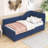 Twin Wood L-Shaped Upholstered Bed with Drawers-608065579
