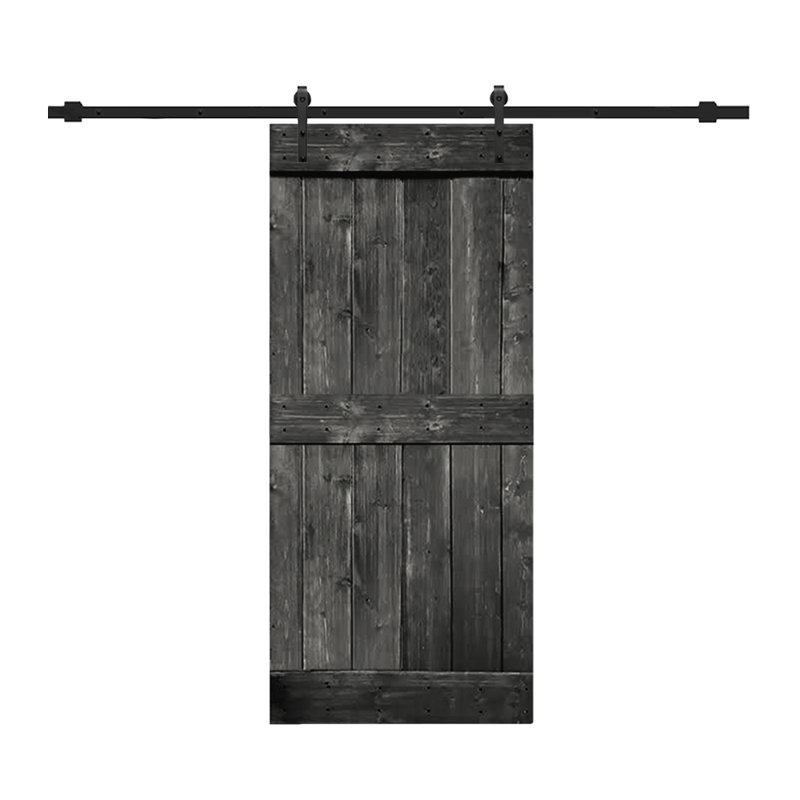 Porte de grange lambrissée peinte en bois avec quincaillerie d'installation, 30 po x 84 po, Gris métallisé