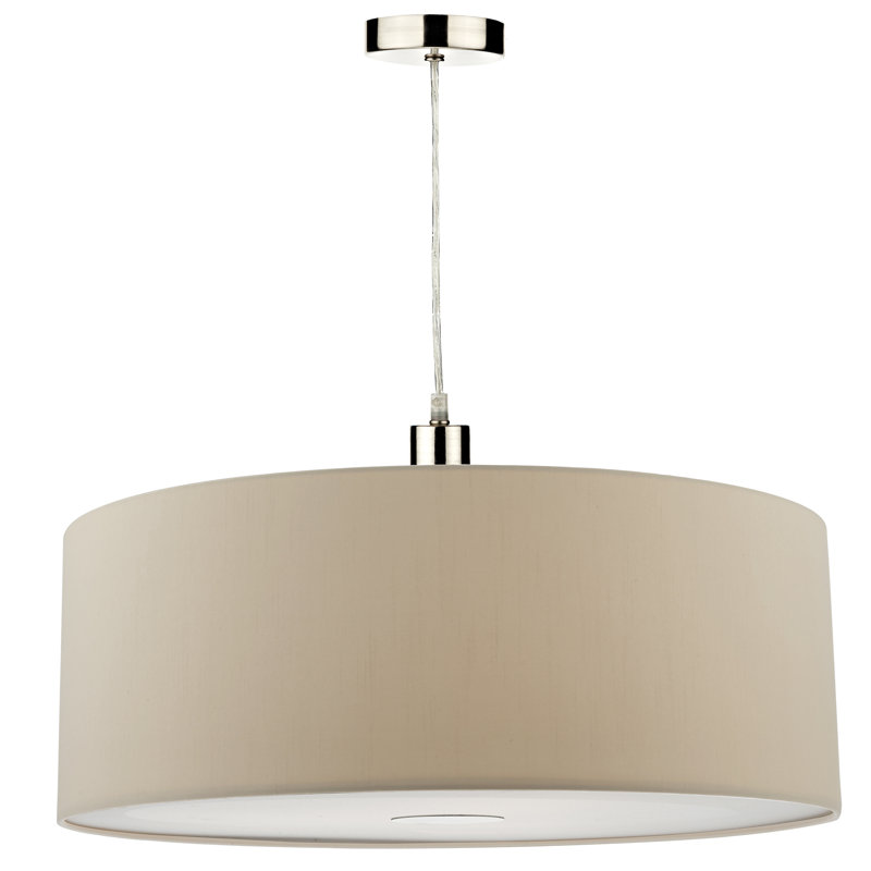 Desiree 22cm H Faux Silk Drum Pendant Shade ( Screw On ), Taupe