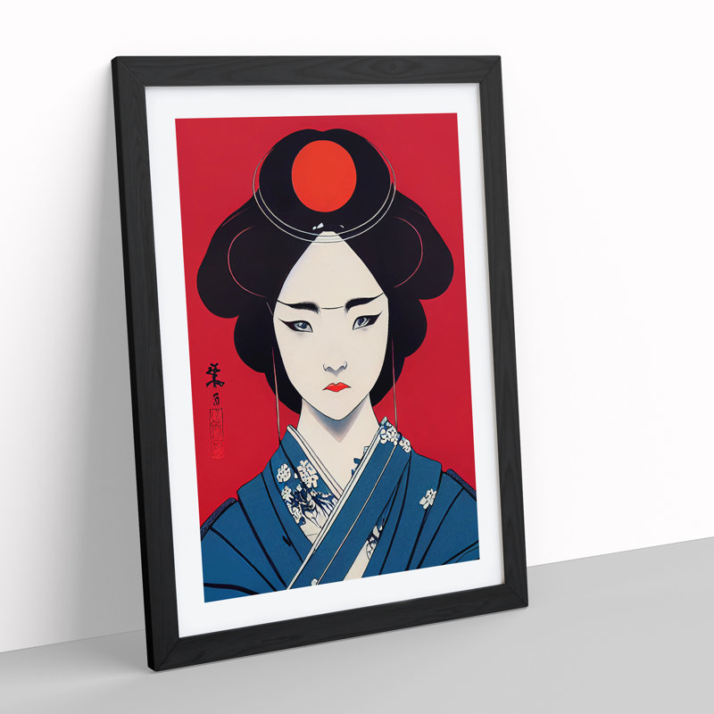 Captivating Geisha - Single Picture Frame Print, Black Framed, 46cm H x 34cm W x 2cm D