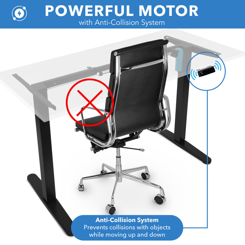 ElevatePro 59" White/Black Electric Sit-Stand Desk with Programmable Height