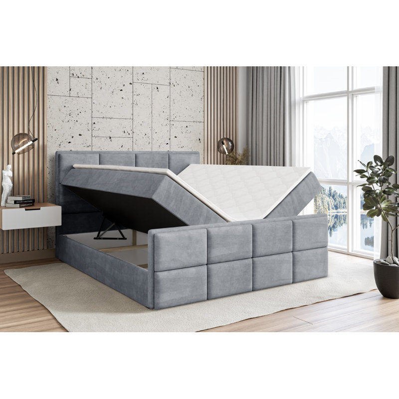 Bed, 160cm W x 200cm L, in Grey