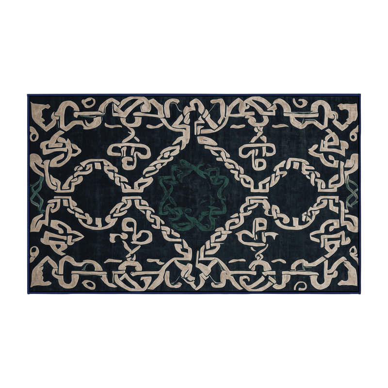 Machine Washable Blue Area Rug, Rectangle 2' x 3'