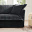 Fauteuil à assise profonde en velours côtelé gris avec coussins, confort luxueux, housses amovibles, structure en bois, rembourrage à assemblage rapide, tissu, sièges, housses à dossier haut, matériau respirant, structure