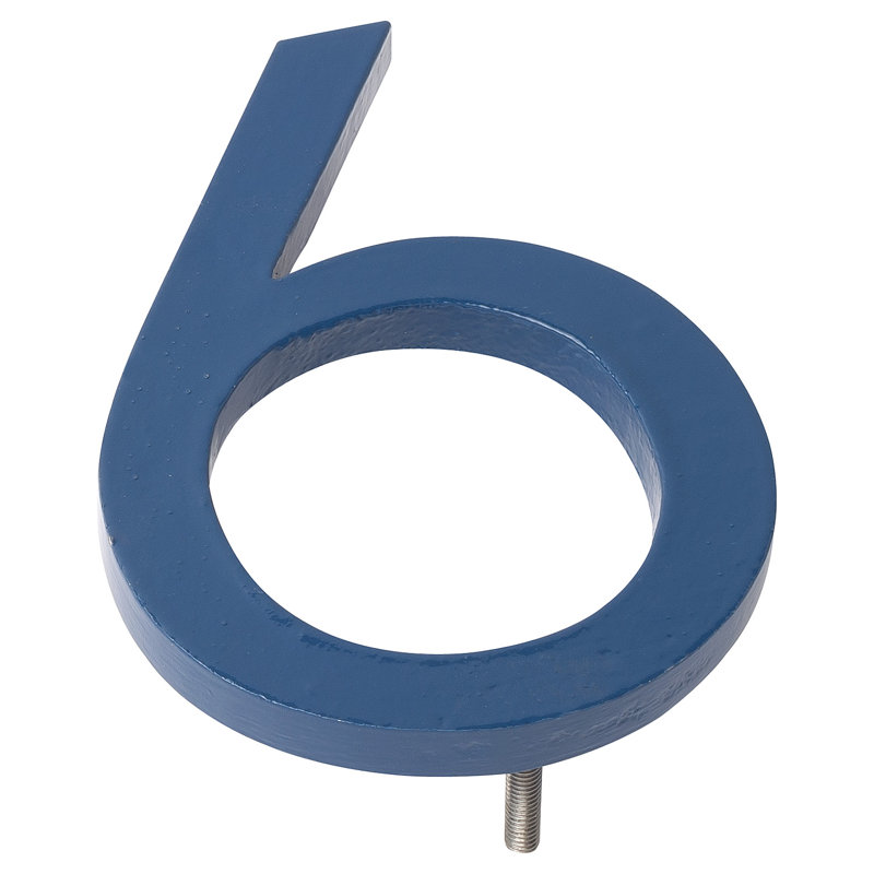10 in. Flat Floating Mount House Number, 6, Satin Nickel/Hunter Green