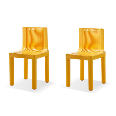 White Slat back side Chair(Set of 2)