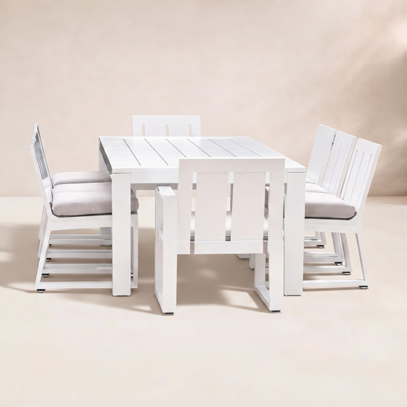 Camela Patio Dining Set, Cast Silver Sunbrella®