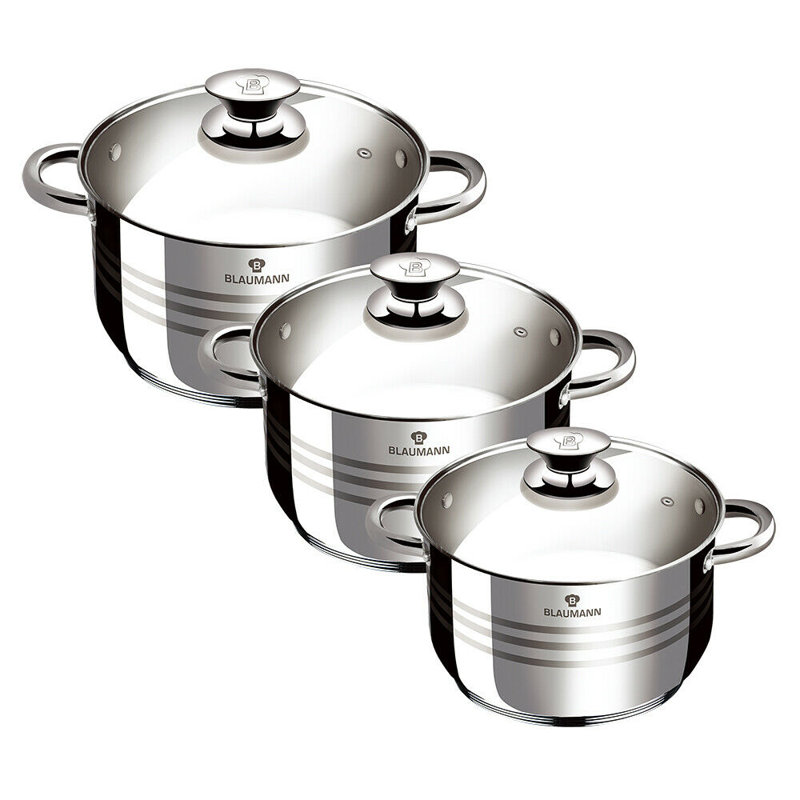 Blaumann 6.1L Non-Stick Stainless Steel Pot Set
