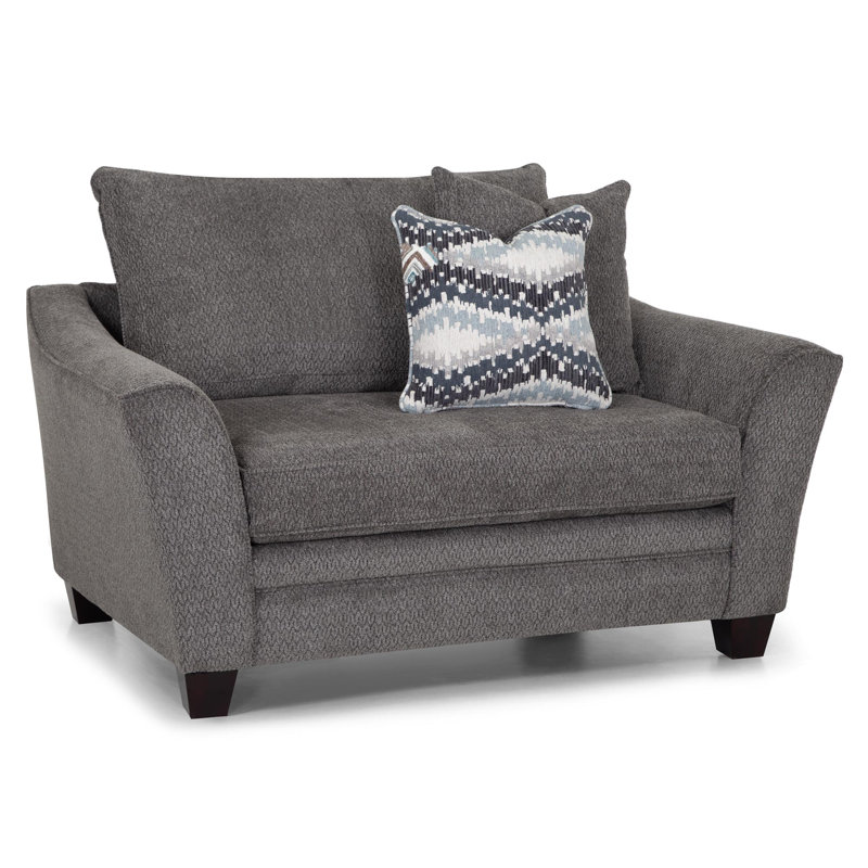 Chaise et demi en polyester Joeseline, Mélange de polyester étain