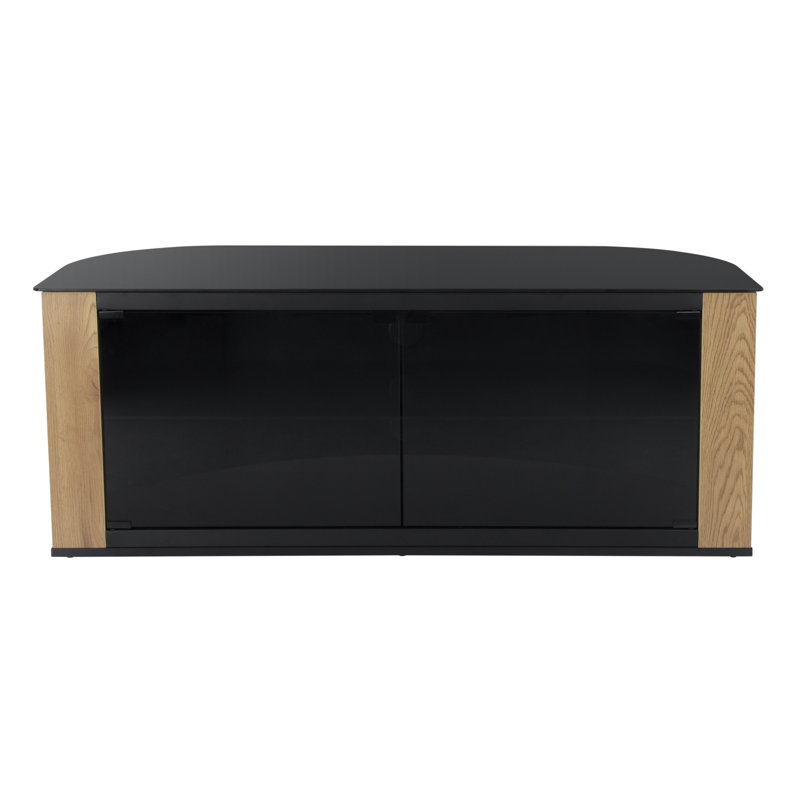Donyel Unfinished TV Stand for TVs up to 60", Wood/Black