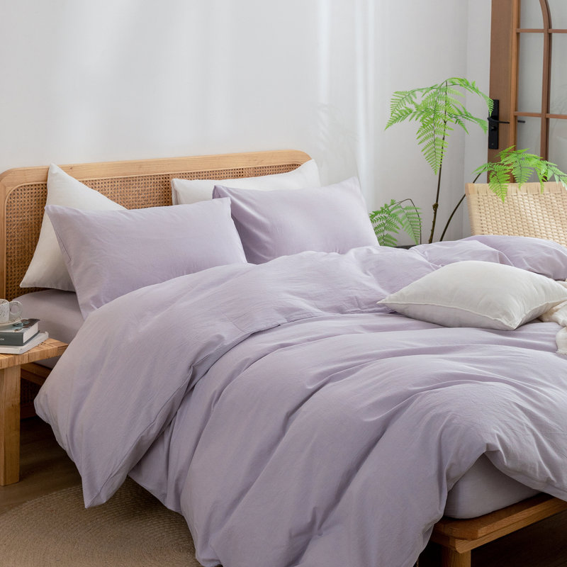 Ensemble de housse de couette 100% coton délavé Bestouch Bestouch, Mauve Taro