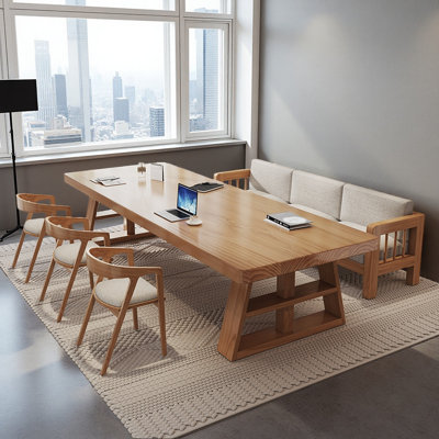 Modern Minimalist Solid Pine Wood Conference Table by Latitude Run