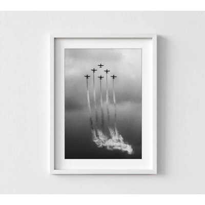 Formation de spectacle aérien noir et blanc | Art mural de l'aviation | Impression de pilote moderne
