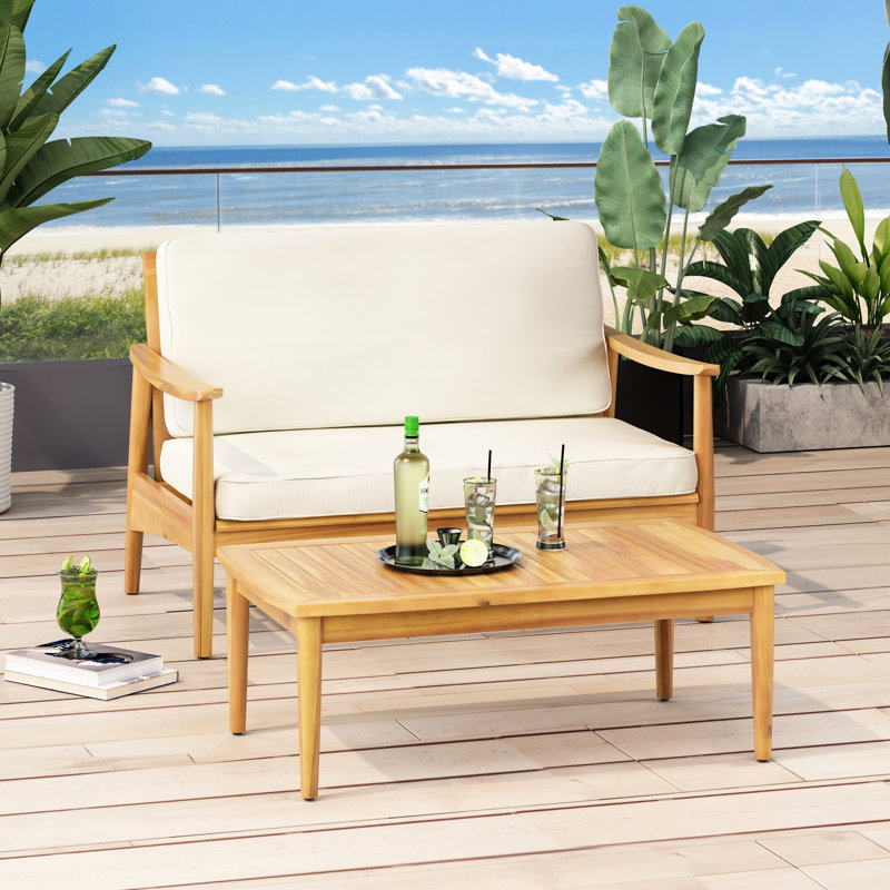 Table basse en bois exotique pour la vie en plein air, Blanc