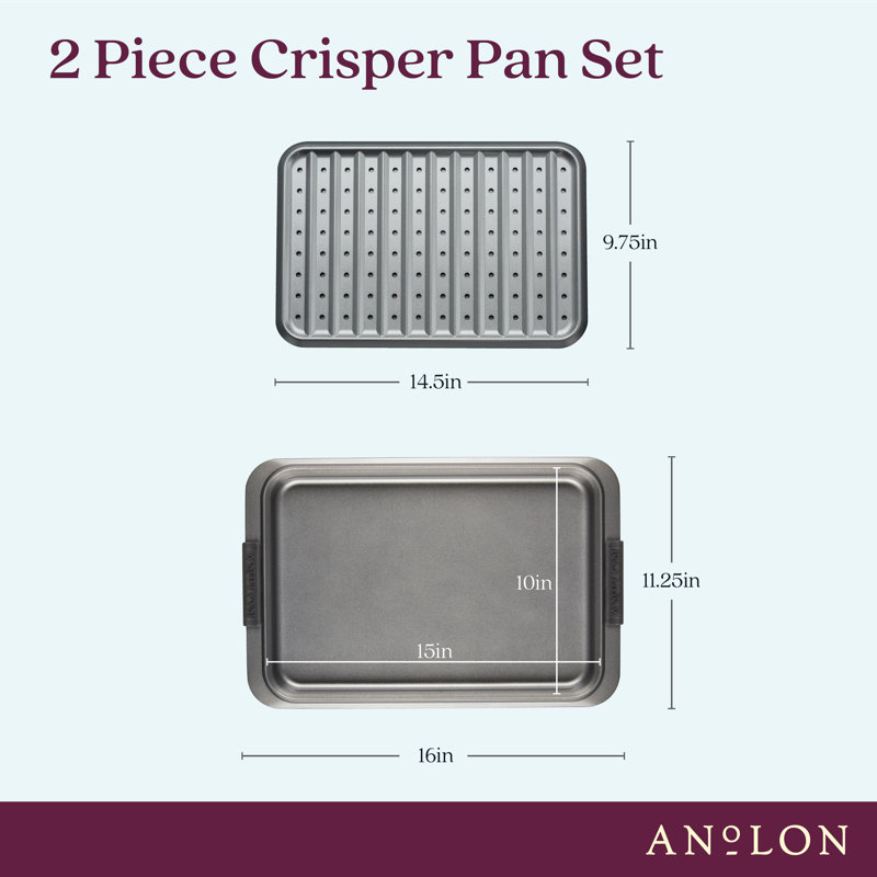 Anolon Advanced Bakeware Nonstick Sheet Pan and Crisper Set, 10 Inch x 15 Inch, Graphite