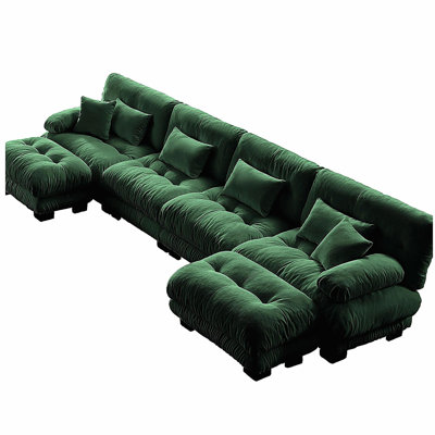 Canapé modulaire Free Combination, canapé en U pour le salon, canapé 4 places avec 2 repose-pieds, chenille