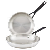 Kitchenaid 5-ply Clad Stainless Steel Frying Pan Set, 2-piece, Polished Stainless Steel