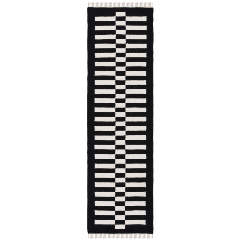 Tapis noir / ivoire Delia, Tapis de couloir 2 pi 3 po x 8 pi