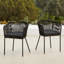 6 Seater Oval Wooden Garden Dining Set with 6 Rope Chairs-1651871688