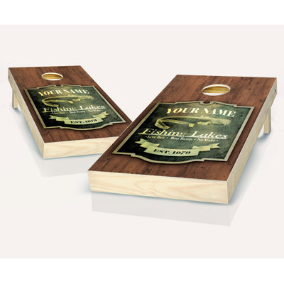 2' x 4' Personalized Fishing Solid Wood Cornhole Set with Bags