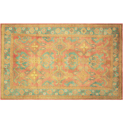One-of-a-Kind Hand-Knotted 1900s 8'4" x 13'6" Wool Area Rug in Blue/Yellow