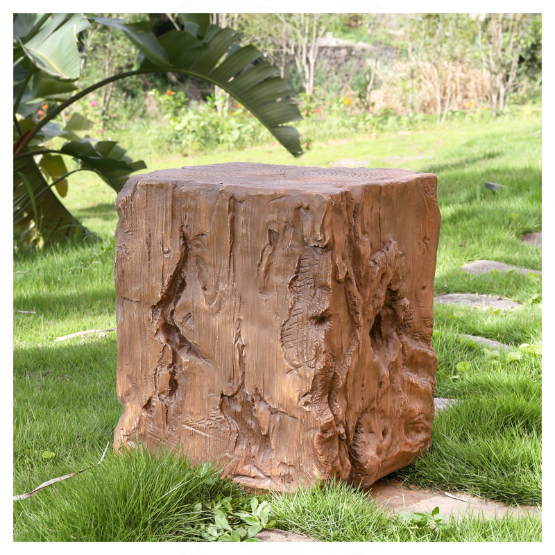 Table d'appoint d'extérieur et d'intérieur en forme de souche, finition brune