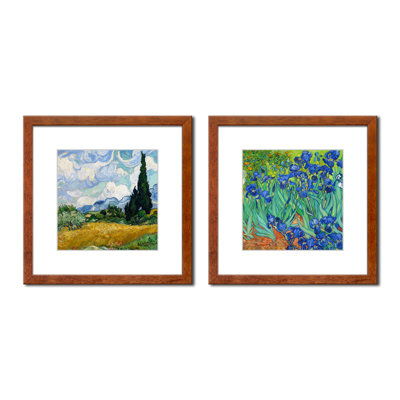 2 Pack 12x12 Brown Solid Wood Photo Frames, Real Glass Gallery Frames, Dual Size for 8x8 Pictures with Mat or 12x12 Without Mat, Wall Mount & Tabletop Display for Home Office Decor