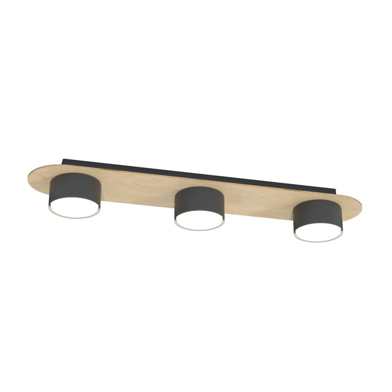 Sakaye Flush Mount, Matte Black/Wood