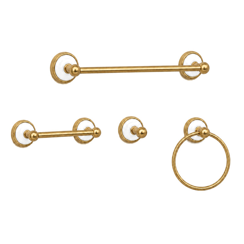 Columbia 4-Piece Bathroom Accessory Hardware Set P4BCOL18, Raw Brass