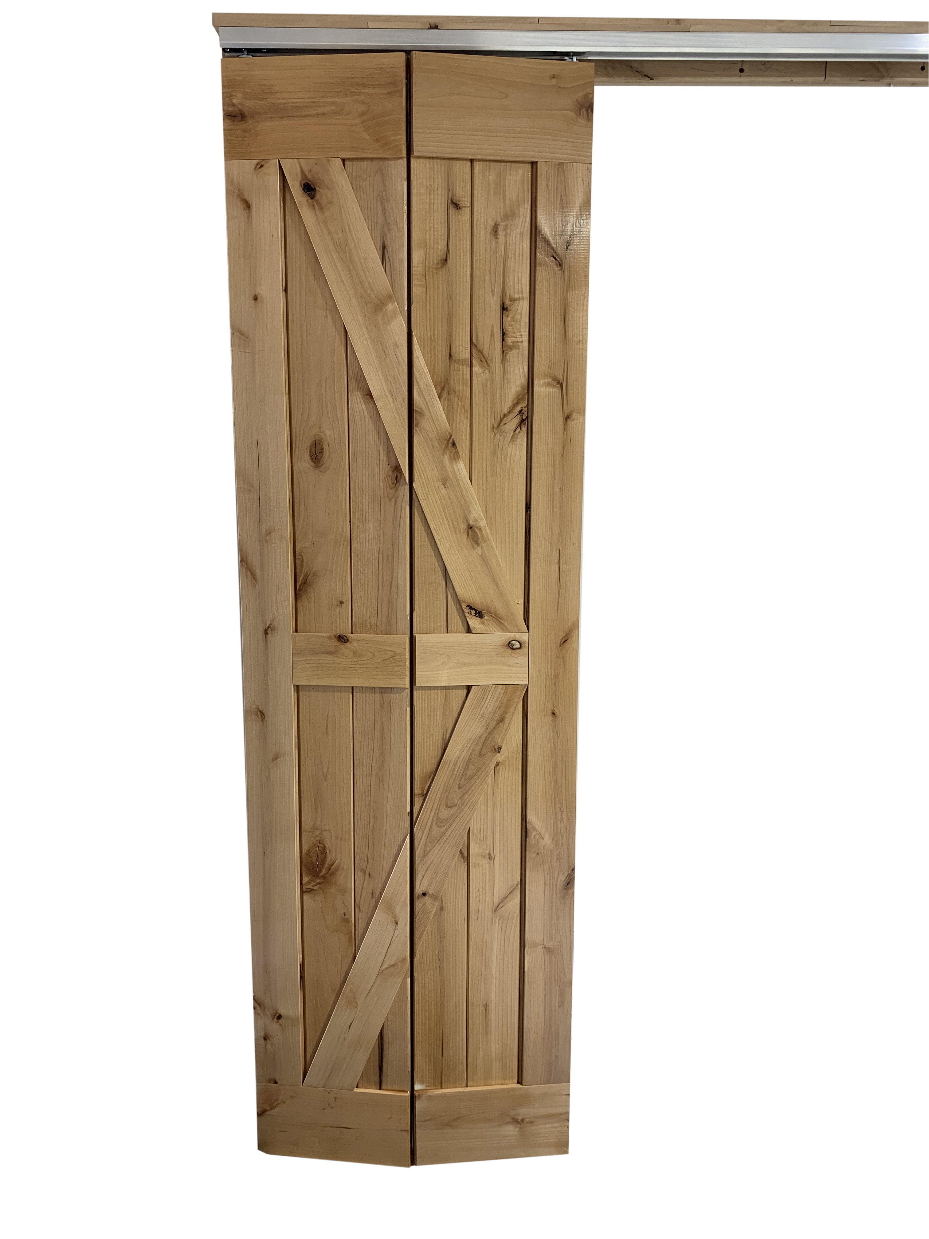 Lubann Finished Alder Wood Bifold Barn Door wtih Wooden Box Rail ...