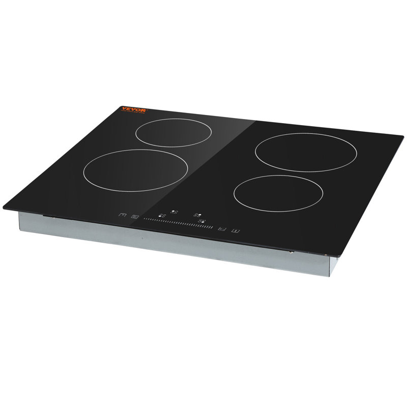 Built In Electric Stove Top, 23.2 X 20.5 Inch 4 Burners, 240V Glass Radiant Cooktop With Sensor Touch Control, Timer And Child Lock Included, 9 Power Levels For Simmer Steam Slow Cook Fry