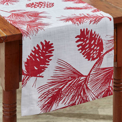 Patricia Heaton Home Cranberry Pinecone Table Runner 13"