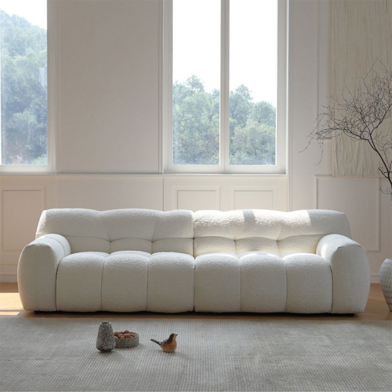 Coussin modulaire blanc en polyester, H 27,95 po x l 98,43 po x P 40,55 po 